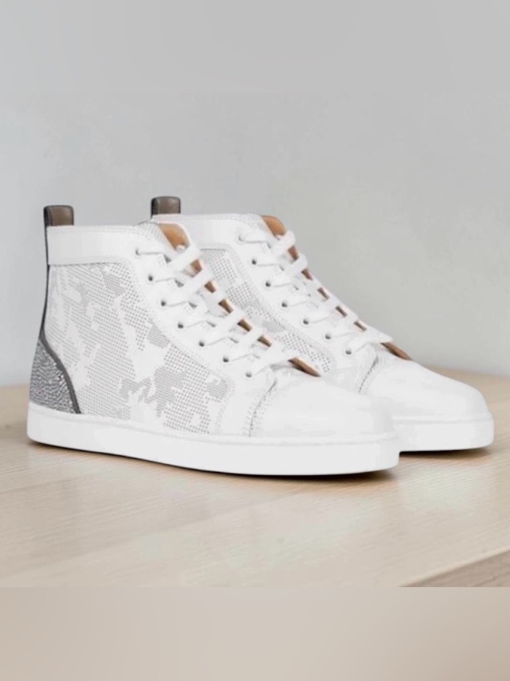 Christian Louboutin Men's Crystals Louis Sp Strass High-top Sneakers 43.5